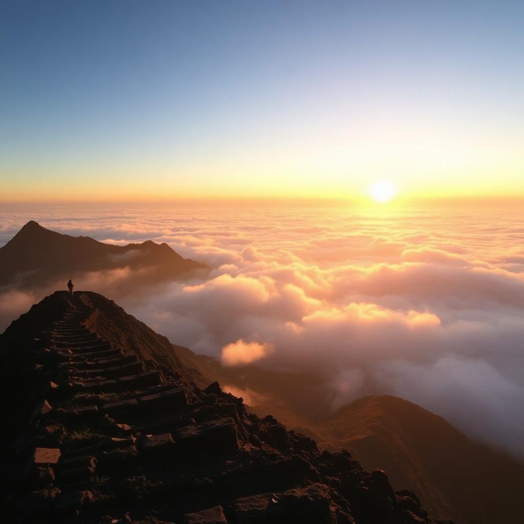 Trilho do Pico do Areeiro ao nascer do sol